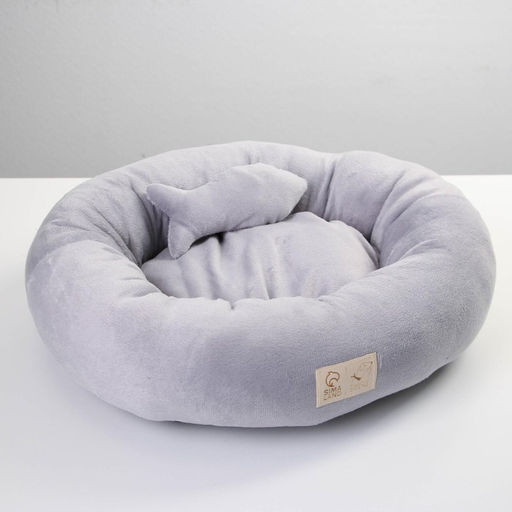 Лежанка с рыбкой, 45х35х11 см, серая - Пушистое счастье фото 3