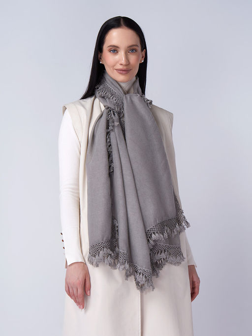 Большой, мягкий, тонкий и очень нежный двусторонний палантин с рисунком. - Tantino фото 12