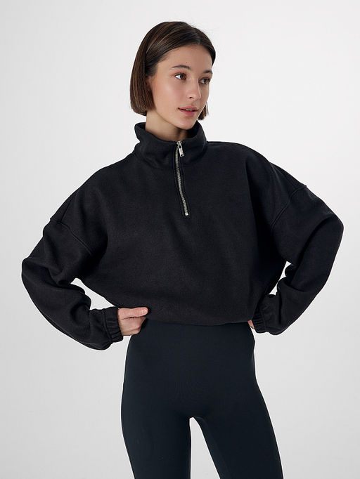 Свитшот женский черный из флиса