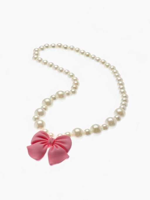 Набор детских украшений Выбражулька Бант, 4 предмета: кулон, браслет d=6 см кольцо, клипсы, бело-розовый  фото 5