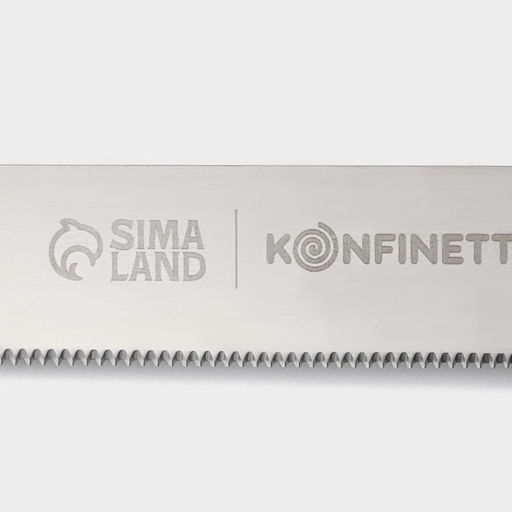 Нож для бисквита мелкие зубцы KONFINETTA, длина лезвия 30 см, деревянная ручка