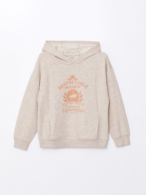 Kap??onlu Bask?l? K?z Bebek Sweatshirt ve E?ofman Alt 2li Tak?m - Waikiki фото 2