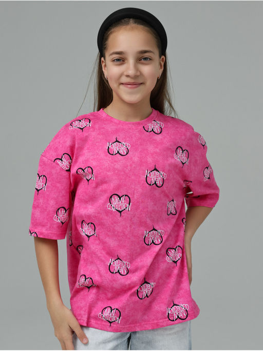 Футболка Принт Розовый Девочка