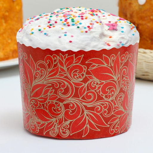 Цена за 60 шт. Форма для кулича бумажная Деко-про «Красная Пасха», 11×8.5 см, МИКС