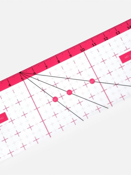 Цена за 2 шт. Линейка для квилтинга и пэчворка, 15×5 см, розовая