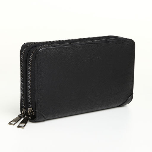 Портмоне-клатч мужской TEXTURA, с ручкой, чёрное