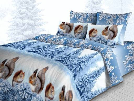 КПБ Белочки-голуб. бязь хлопок 100% Семейный - Лен поволжья фото 2