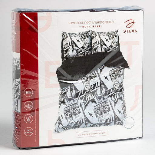 Постельное бельё Этель дуэт Rock star 143х215 см - 2 шт, 220х240 см, 70х70 см -2 шт, 100% хлопок, бязь 125 г/м2  фото 5