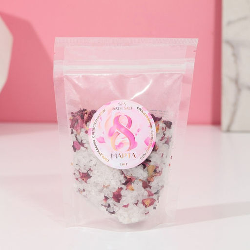 Цена за 2 шт. Соль для ванны 8 марта, с лепестками розы, 150 г, Чистое счастье  фото 4
