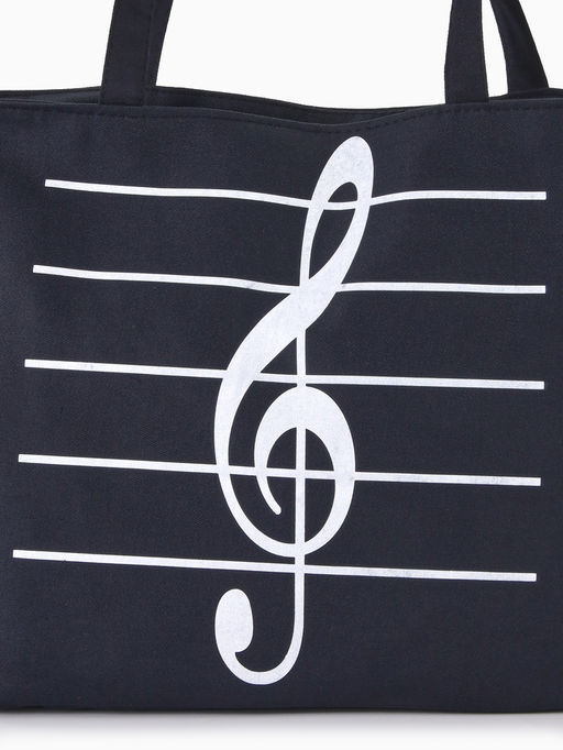 Сумка - шоппер «Музыка», на молнии, 42×9×32 см, с принтом, чёрная