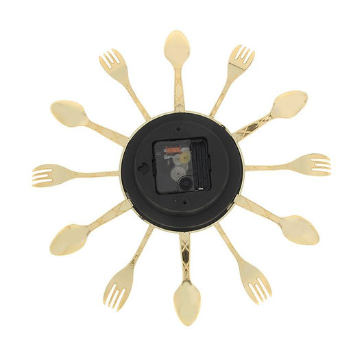 Часы настенные интерьерные, для кухни, «Вилки, ложки», плавный ход, d=12 см, 33×33 см, золотистые