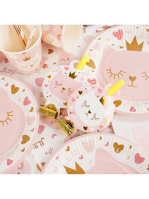 Цена за 2 шт. Карнавальные язычки гудки "Котенок Принцесса" 11 см, 6 шт. в упак.