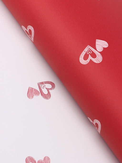 Цена за 20 шт. Пленка флористическая для цветов, «Двойные сердца», красная, 57×57 см