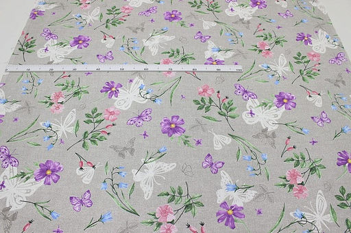 Рогожка Бабочки в цветах, ш.1.5м, хлопок-100%, 170гр/м.кв - Купава фото 4