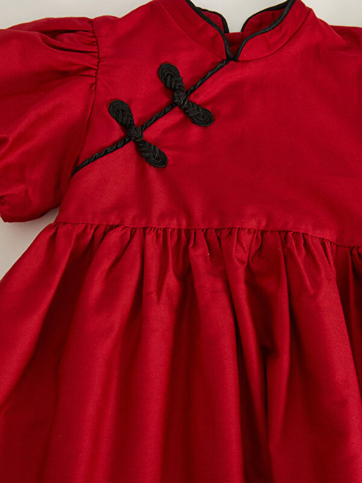 Dik Yaka K?sa Kollu K?z Bebek Elbise