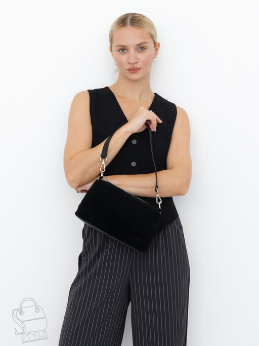 Сумка женская кожаная 5555PEF black Polina&Eiterou  в Новосибирске