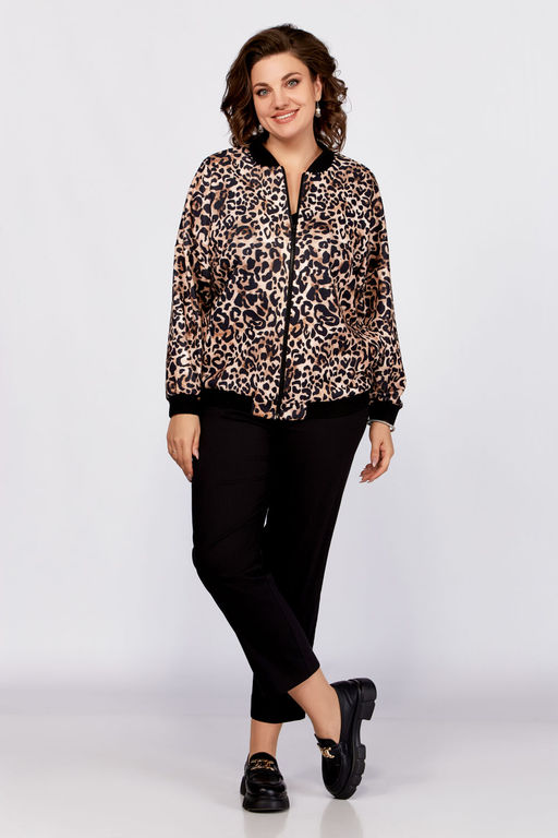 Бомбер Swallow 789 черный+принт леопард  фото 12