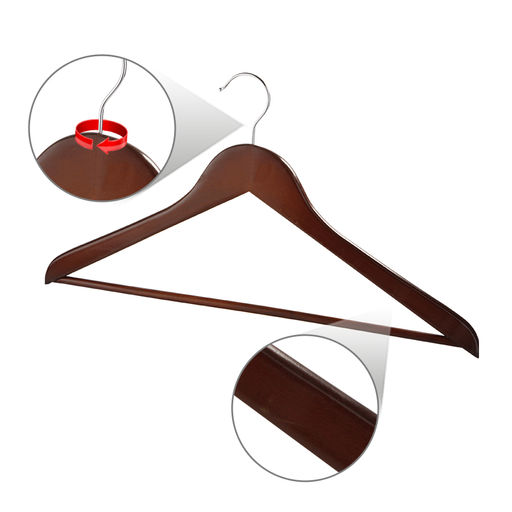 Набор вешалок дерев, 6 шт., прямых, с переклад., 44.5*23*1.2 см, кор.цвет, шт - Valiant фото 4