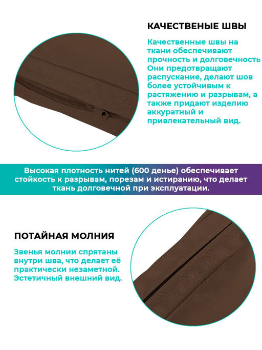Подушка для садовой мебели, стула и кресла PO 53х50 см, пенополиуретан, термоватин, Оксфорд 600д