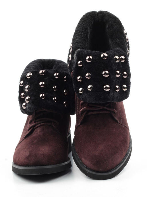 04-2265-B503M-Y1138 BROWN Ботинки женские (натуральная замша, нат.мех)