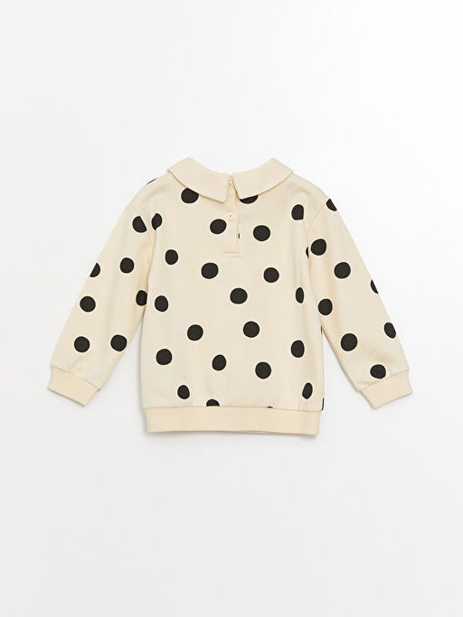 Bebe Yaka Uzun Kollu Puantiyeli K?z Bebek Sweatshirt - Waikiki фото 2
