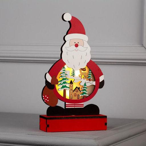 Светодиодная фигура «Дед Мороз» 24×13×5 см, дерево, от батареек АА×2, свечение тёплое белое