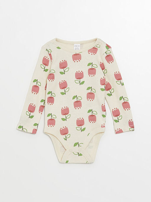 Bisiklet Yaka Uzun Kollu ?i?ekli K?z Bebek ??t??tl? Body 2li - Waikiki фото 2