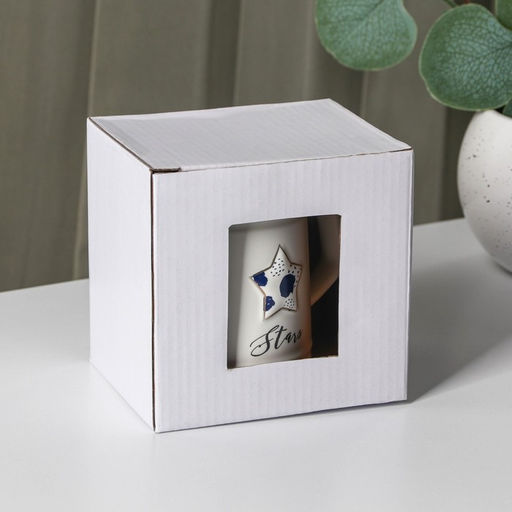 Кружка керамическая с крышкой и ложкой Звезда, 350 мл, цвет белый - Simaland фото 6