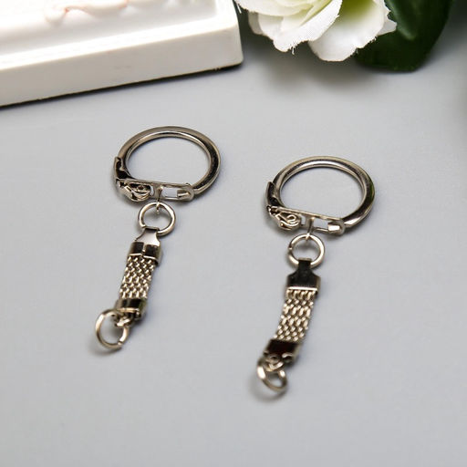 Основа для брелока карабин металл с плоской цепочкой серебро набор 15 шт 5,8х2,2 см