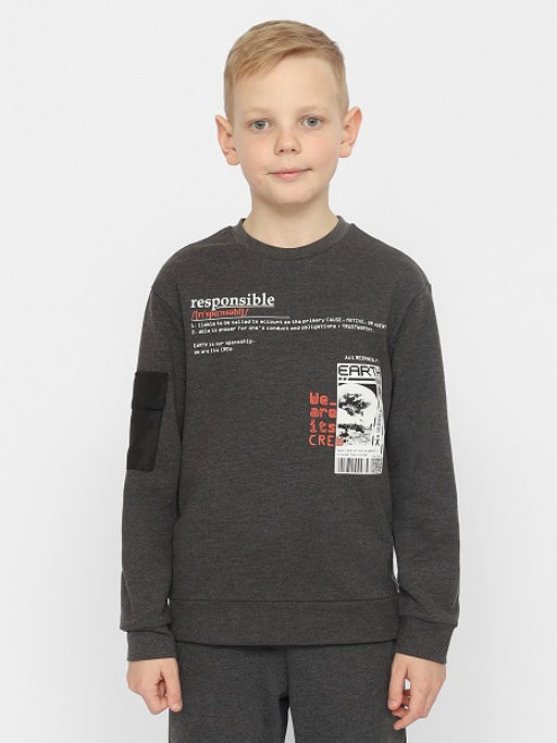 CRB wear/CWJB 63348-12-341 Джемпер для мальчика,темно-серый меланж/Ex.Cherubino  фото 2
