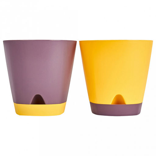 "Ingreen" Горшок для цветов пластмассовый "Amsterdam" 2,5л, д17см, h16см, с прикорневым поливом, морозная слива (Россия)