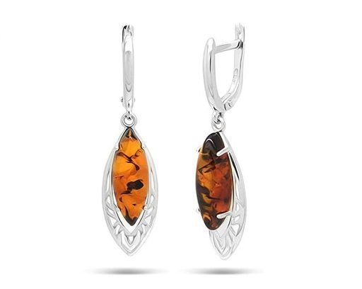 Серьги из серебра янтарь, СП33