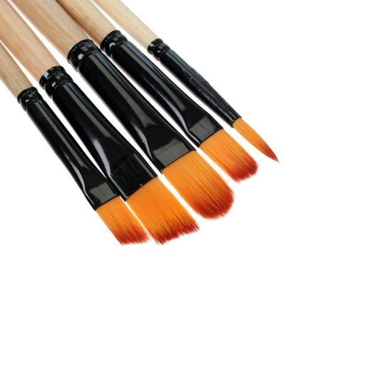 Набор кистей для рисования, нейлон, 5 штук: № 2, 4, 10, 12, 6, круглые, плоские, международный размер
