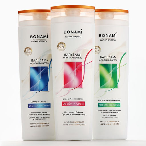 Бальзам для волос с маслом кокоса и жожоба, блеск и питание, 400 мл, BONAMI