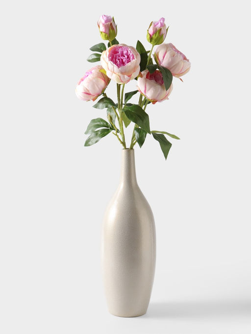 Цветы искусственные «Пион Бьорг», h=65 см, d=8.5 см, бело-сиреневые