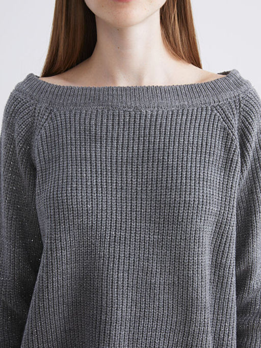 Kay?k Yaka Oversize Kad?n Triko Kazak