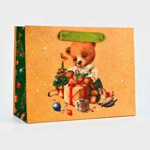 Пакет подарочный новогодний ламинированный Милый мишка, 23?17.8?9.8 см