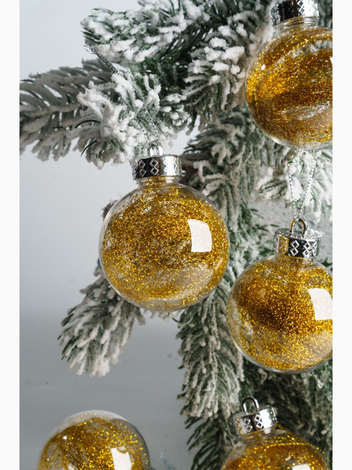 Ёлочные игрушки Дончо, шары новогодние, d=6 см, набор 6 шт., золото прозрачный - Зимнее волшебство фото 6