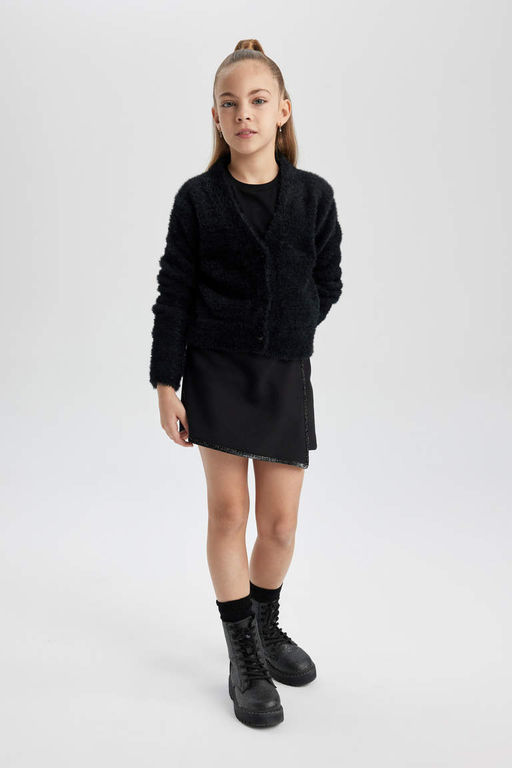 Кардиган для девочек с V-образным вырезом - Defacto фото 2