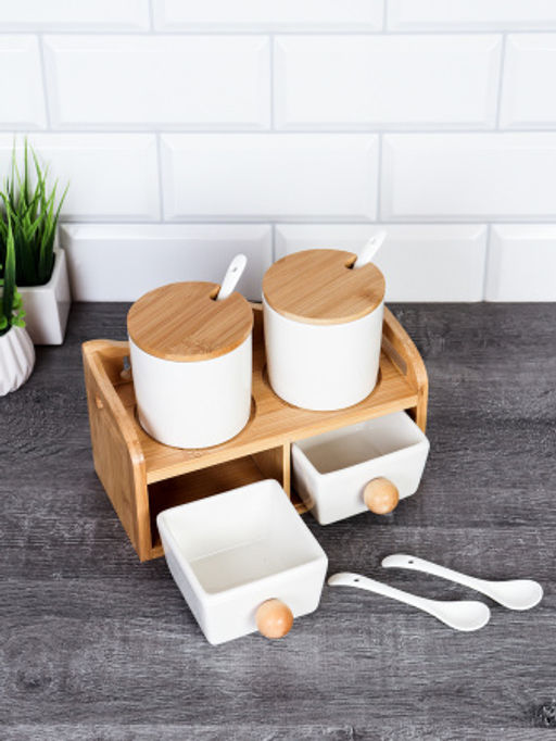 Набор для специй 4 предмета 250 мл с ложками / CF141 /уп 15/ на подставке - Галеонтрейд фото 5