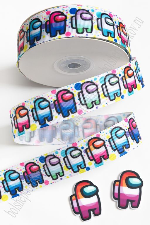 Лента репсовая 2,5 см*25 ярд с рисунком "Игра" SF-6032, №1