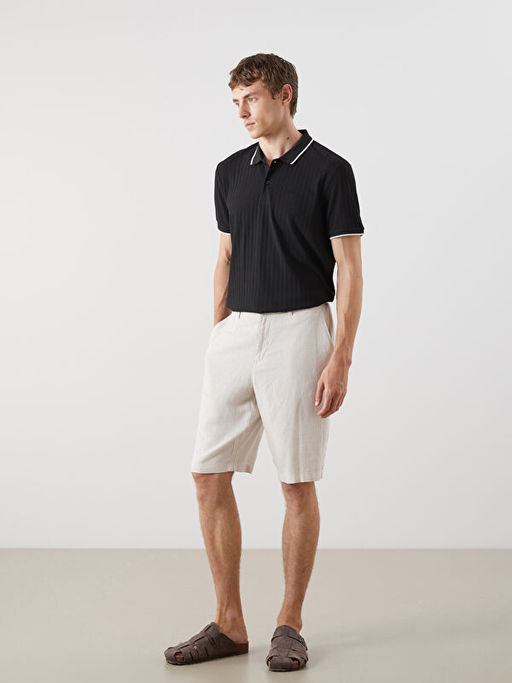 Polo Yaka ?izgili Erkek Dokulu Ti??rt