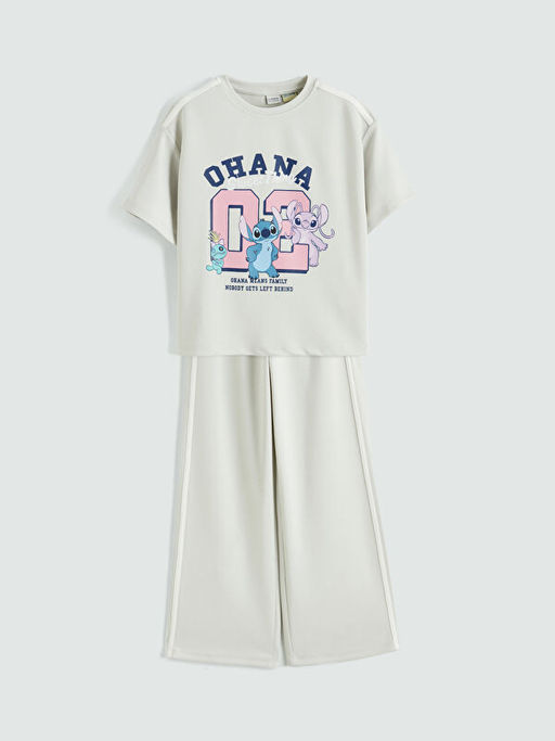 Stitch ve Angel Bask?l? K?z ?ocuk Ti??rt ve E?ofman Alt?