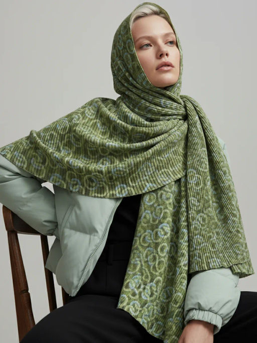 Большой, мягкий, тонкий и очень нежный двусторонний палантин с рисунком. - Tantino фото 15