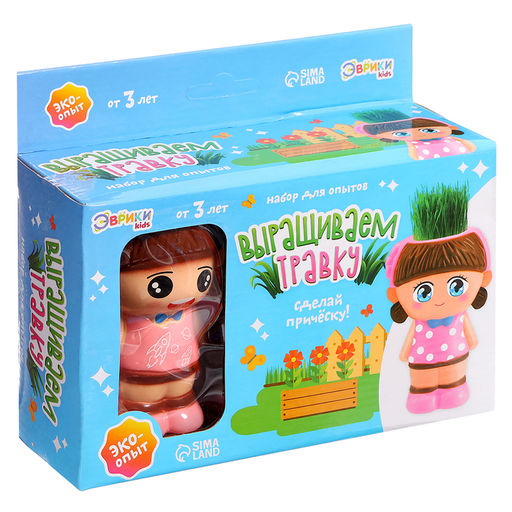 Набор для опытов Весёлые прически, выращиваем травку, девочка - Эврики фото 11