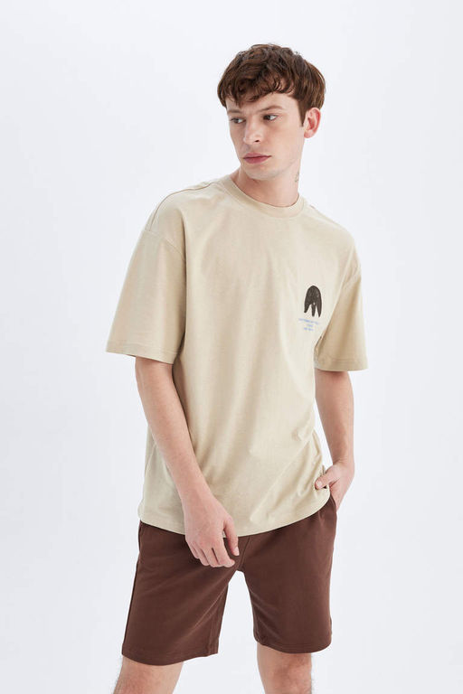 Футболка Comfort Fit с круглым вырезом и короткими рукавами с принтом на спине - Defacto фото 4