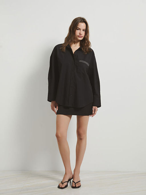 Parlak Ta?l? Poplin Kad?n G?mlek