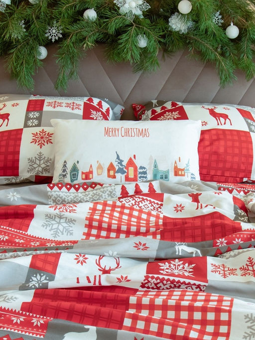 Постельное бельё евро «Этель» New Year's patchwork, бязь