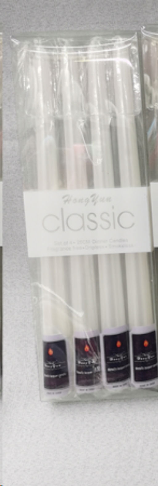 Свеча 4 штуки 25 см набор / AF-630 /уп 72/ белый