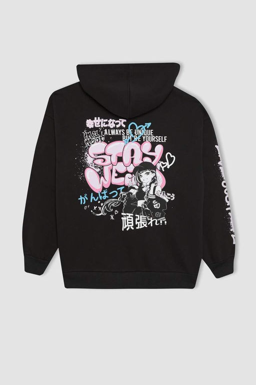 Толстовка Cool Oversize с капюшоном и принтом на спине - Defacto фото 9